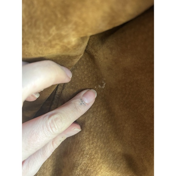 Gallery Genuine Suede Leather Rancher Barn Coat M Hooded Western Tan Brown - Picture 15 of 15